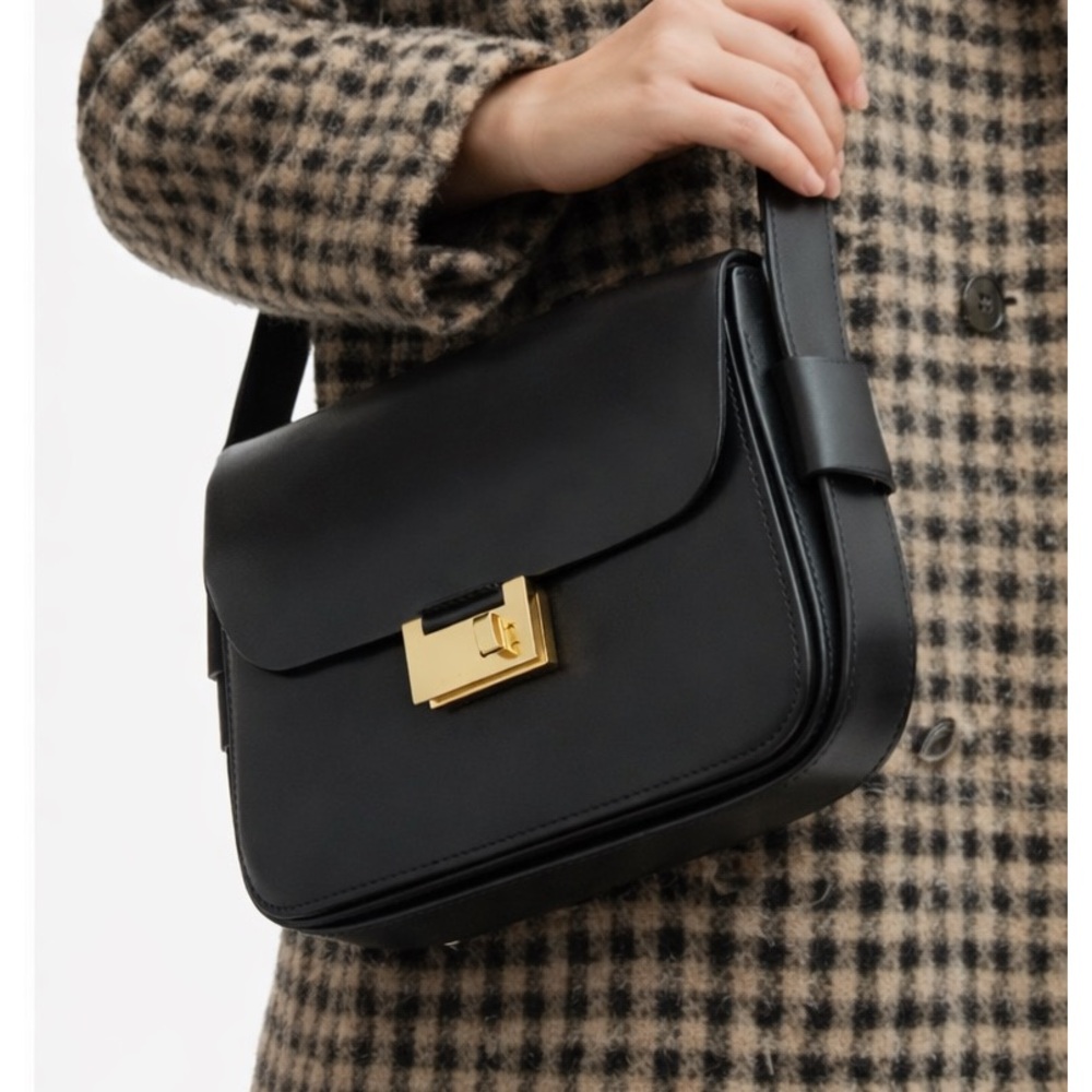 NWT All Saints Etienne Black Leather Shoulder Bag - Picture 4 of 16